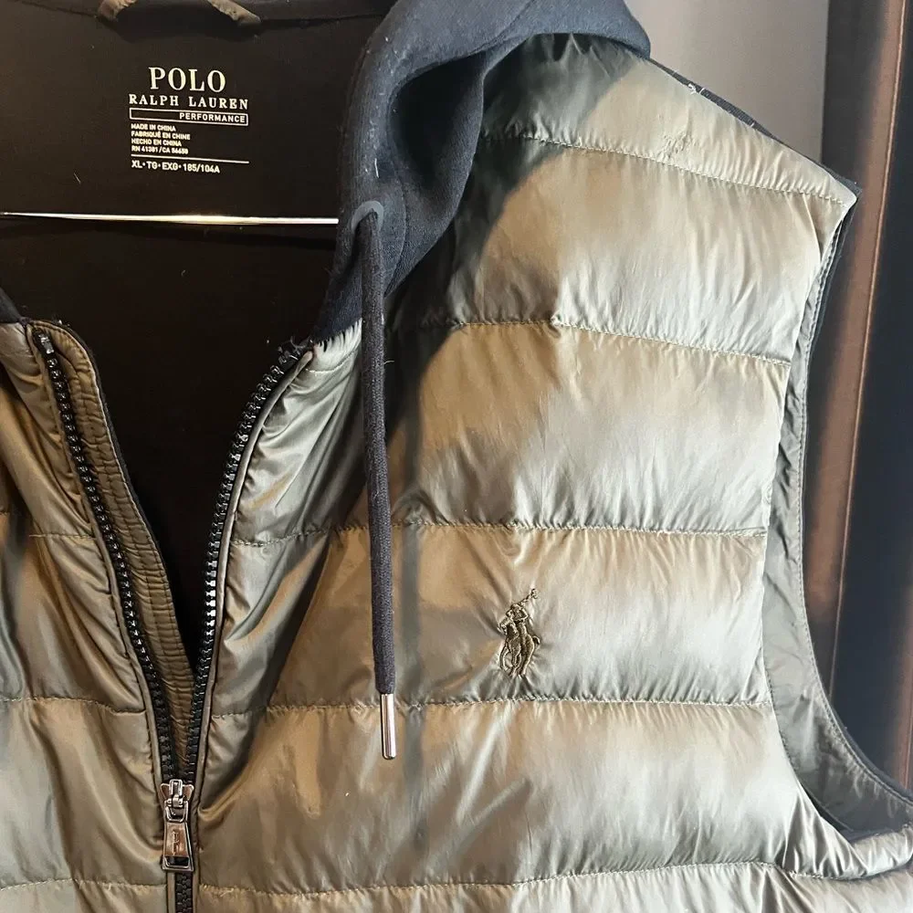 Polo Ralph Lauren Down Performance Hooded Vest in Olive Green and Black